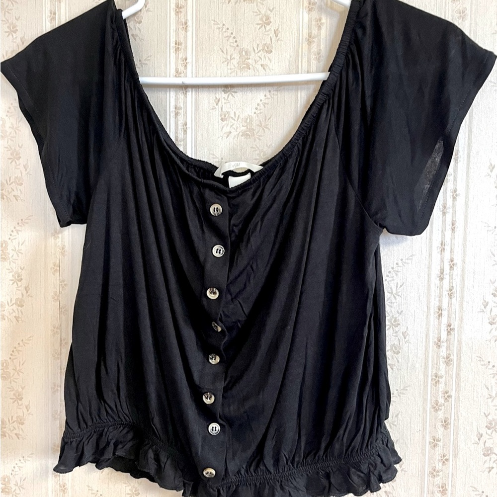 Ruffled Crop Top Button Down Blouse